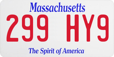 MA license plate 299HY9