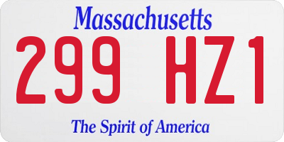 MA license plate 299HZ1