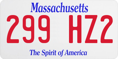 MA license plate 299HZ2