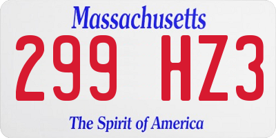 MA license plate 299HZ3