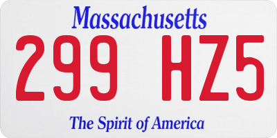 MA license plate 299HZ5