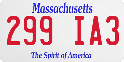 MA license plate 299IA3