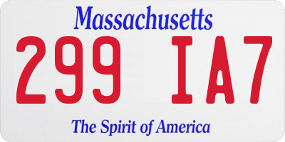 MA license plate 299IA7