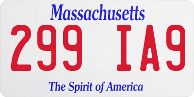 MA license plate 299IA9