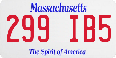 MA license plate 299IB5