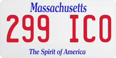 MA license plate 299IC0