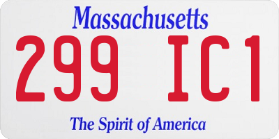 MA license plate 299IC1