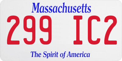 MA license plate 299IC2