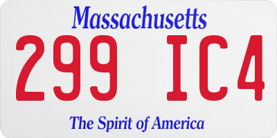 MA license plate 299IC4