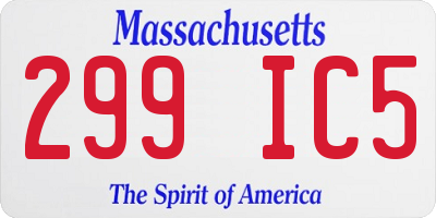 MA license plate 299IC5