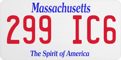 MA license plate 299IC6