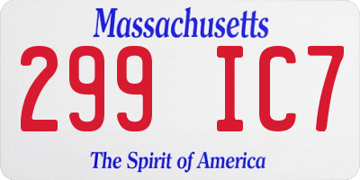 MA license plate 299IC7