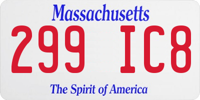 MA license plate 299IC8