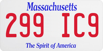 MA license plate 299IC9