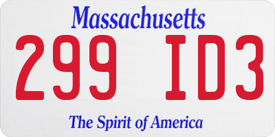 MA license plate 299ID3