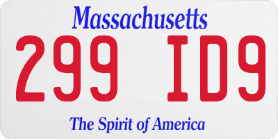 MA license plate 299ID9