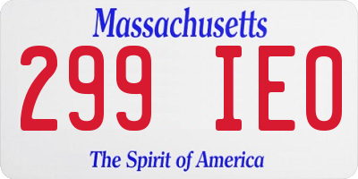 MA license plate 299IE0