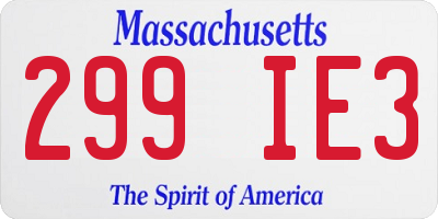 MA license plate 299IE3