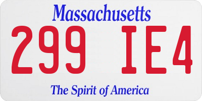 MA license plate 299IE4