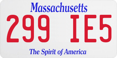MA license plate 299IE5