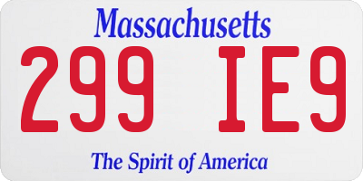 MA license plate 299IE9