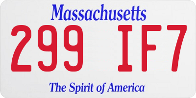 MA license plate 299IF7