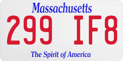 MA license plate 299IF8