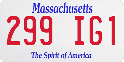 MA license plate 299IG1