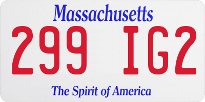 MA license plate 299IG2