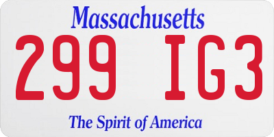 MA license plate 299IG3