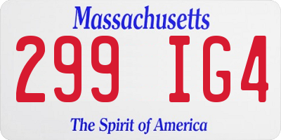 MA license plate 299IG4