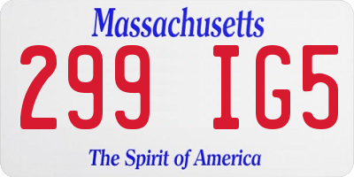 MA license plate 299IG5