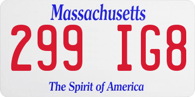 MA license plate 299IG8