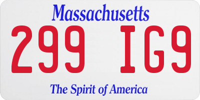 MA license plate 299IG9