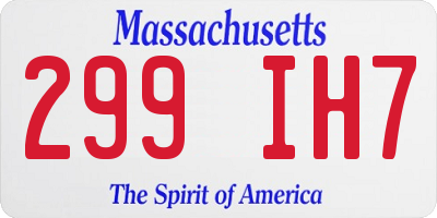 MA license plate 299IH7