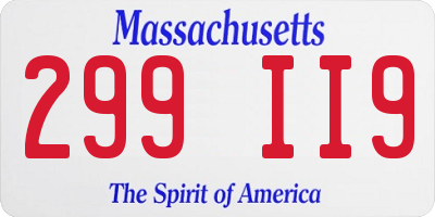 MA license plate 299II9