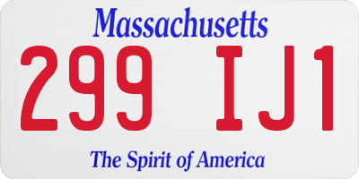 MA license plate 299IJ1