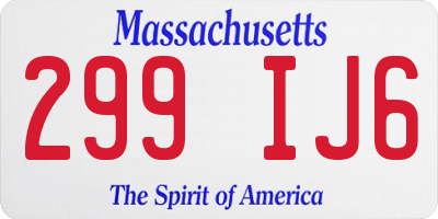 MA license plate 299IJ6