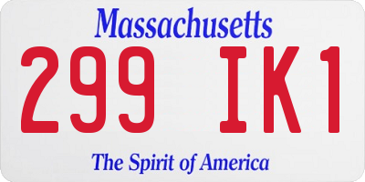 MA license plate 299IK1