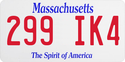 MA license plate 299IK4