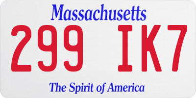 MA license plate 299IK7