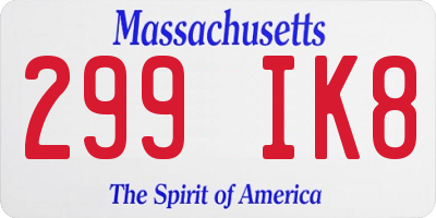 MA license plate 299IK8