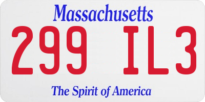 MA license plate 299IL3