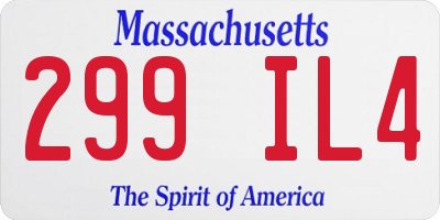 MA license plate 299IL4