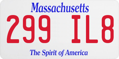 MA license plate 299IL8
