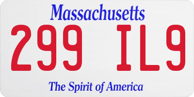 MA license plate 299IL9