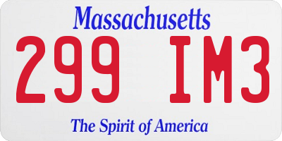 MA license plate 299IM3