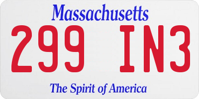 MA license plate 299IN3