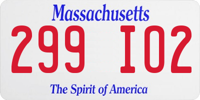 MA license plate 299IO2