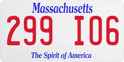 MA license plate 299IO6
